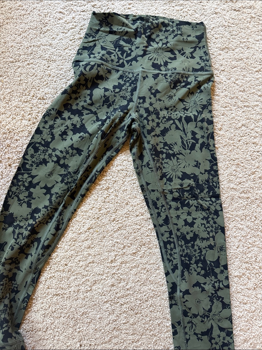 lululemon athletica Olive Green & Black Floral High-Rise Leggings